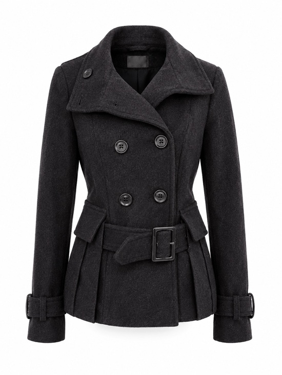 Seductions Jackets & Blazers - Womens Black Double-Breasted Wool Peacoat with Belt #y2k